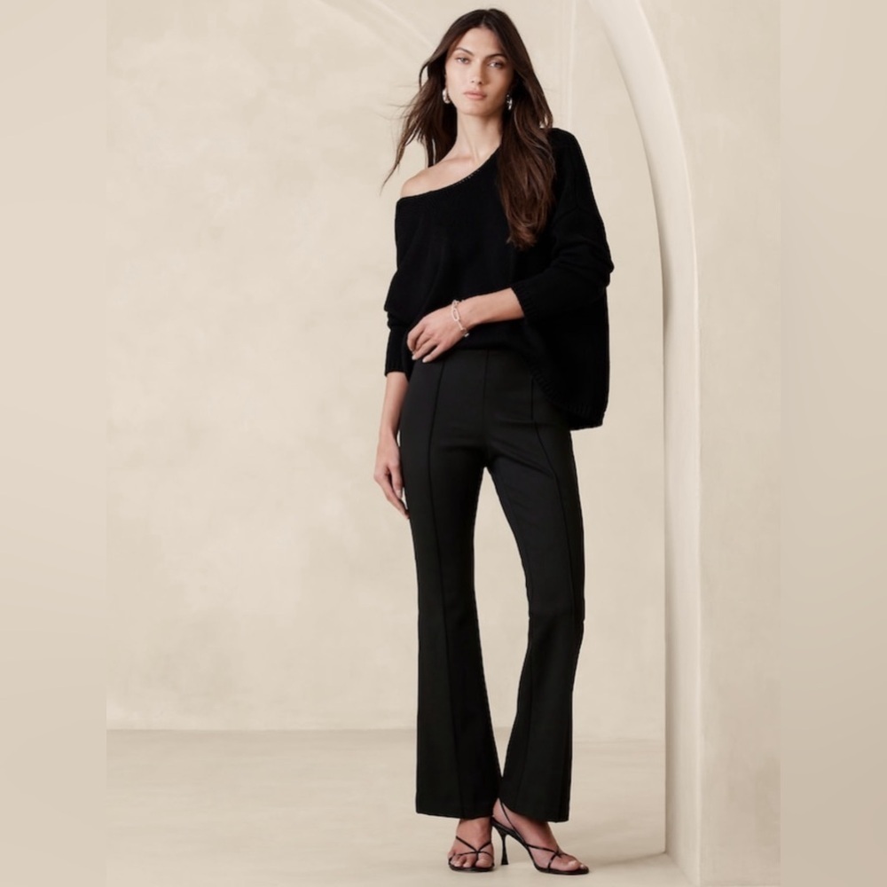 NWT Banana Republic Flare Everywhere Ponte Black Pant Size Large/Tall